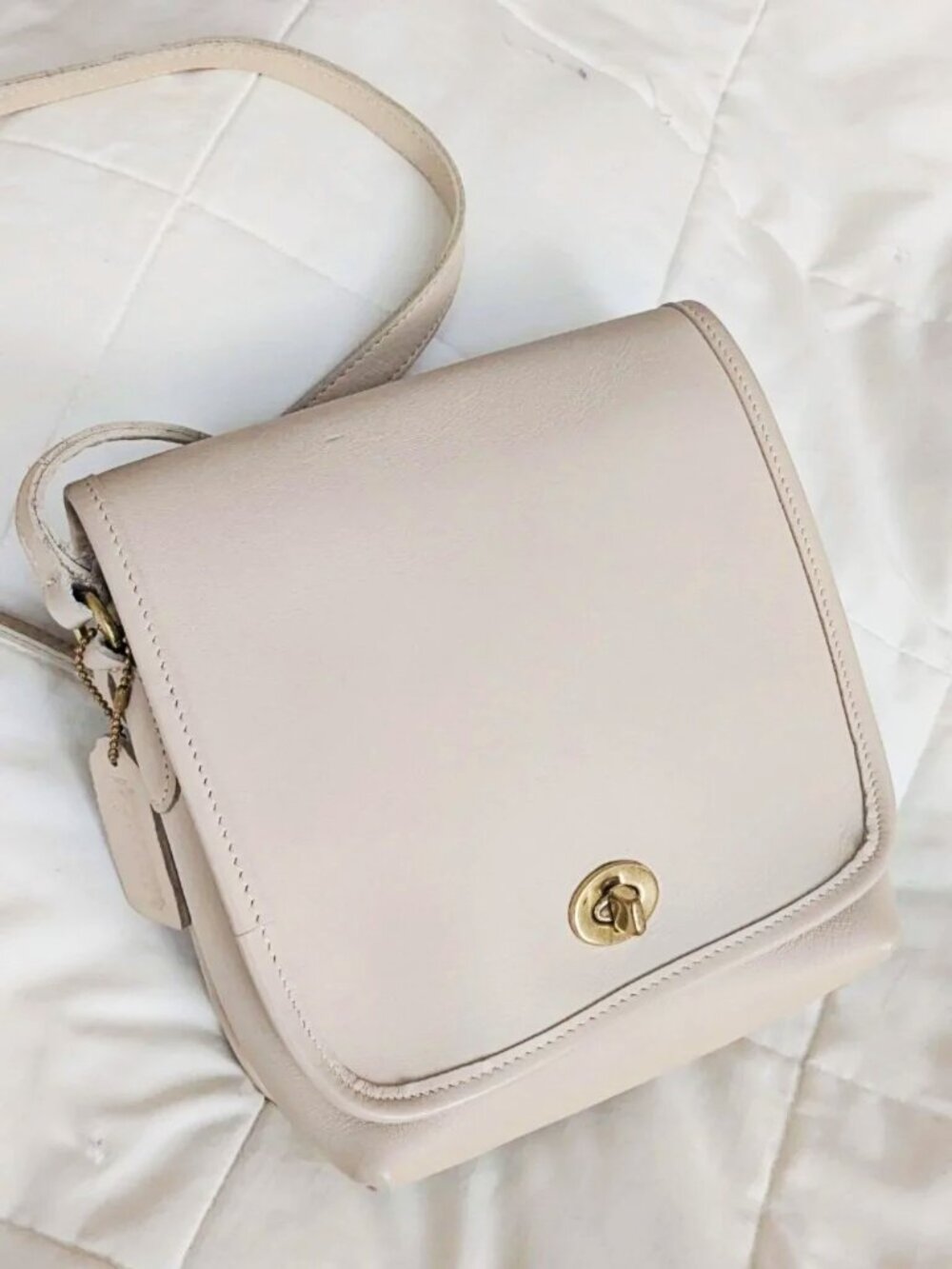 Vintage Coach Companion Flap Turnlock Bag 9076 in Bone Cream 1990s MADE IN USA - Picture 5 of 14